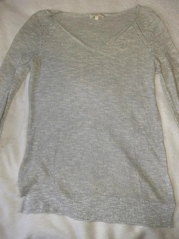 Thin silver/gold V-neck sweater for women size 36 - S – photo 7